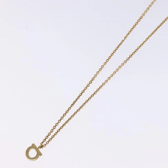 Salvatore Ferragamo Gancini Necklace metal Gold Tone Auth sw1386M - Picture 4 of 16